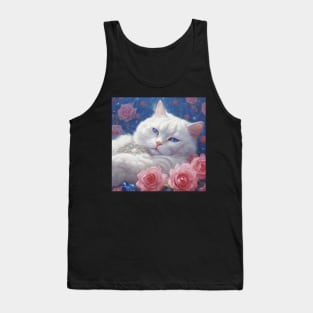 Sleepy White British Shorthair Tank Top